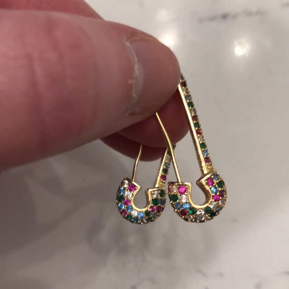 Trendy Gold Vermeil Safety Hook Earrings
